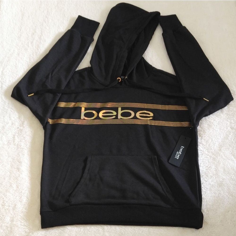 bebe Sport⛹️ Logo Print Hoodie with Thumb👍 Holes